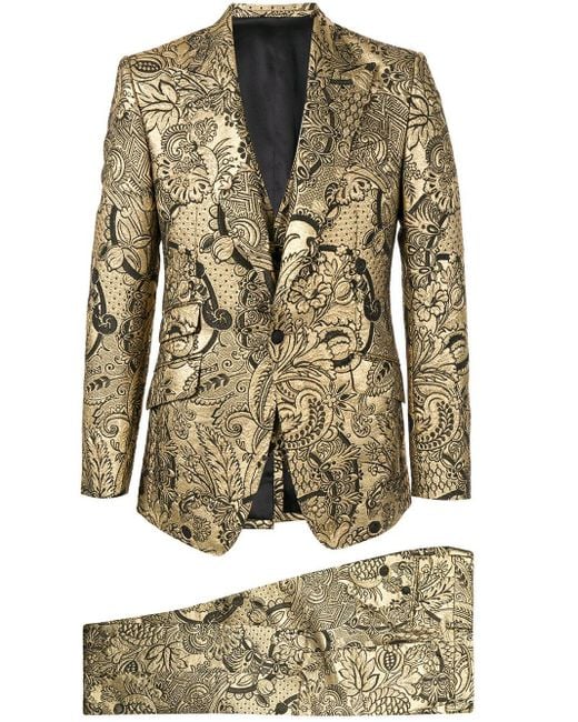 Dolce & Gabbana Geblümter Brokat-Anzug in Metallic für Herren