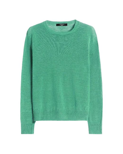 Weekend by Maxmara Green Fine-Knit Linen Sweater