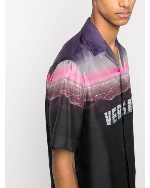 Versace Black Hills Print Silk Shirt for men