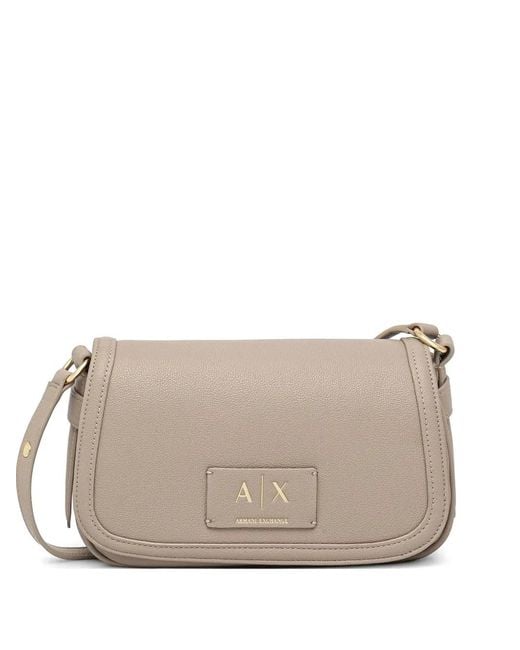 ARMANI EXCHANGE Gray Logo-Plaque Shoulder Bag
