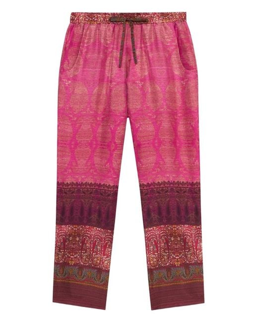 Pierre Louis Mascia Red Aloe Paisley-Print Drawstring Trousers