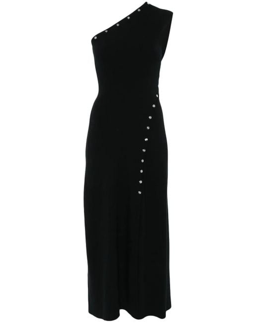 Maje Black Asymmetric Knitted Maxi Dress