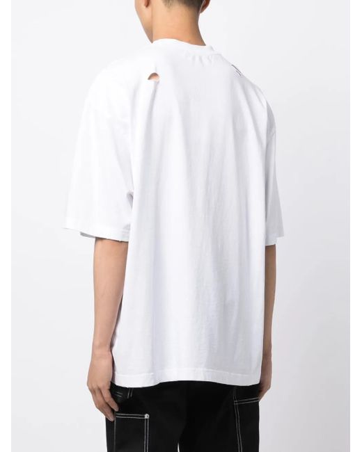 we11done White Logo-Print Cotton T-Shirt for men