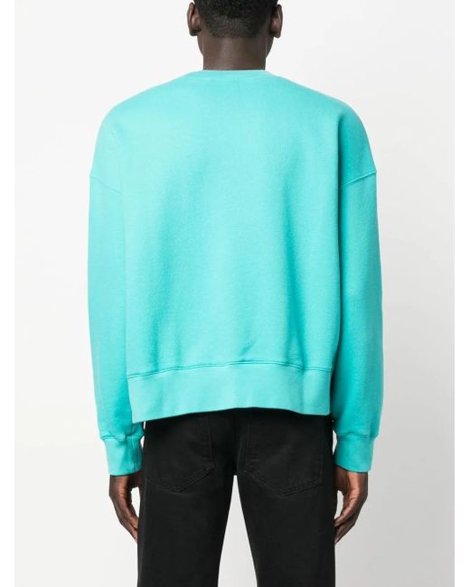 Palm Angels Blue Bear Motif Crew Neck Sweatshirt for men