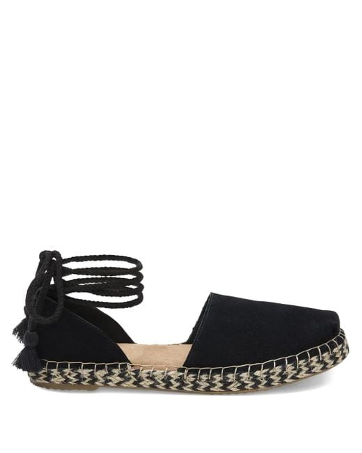 TOMS Black Katalina Lace-Up Tassel Espadrilles