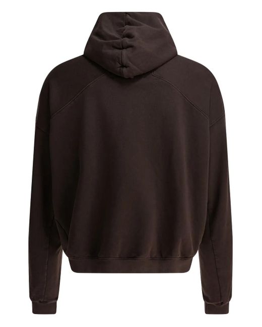 RRR123 Black Stud-Detail Printed Hoodie for men