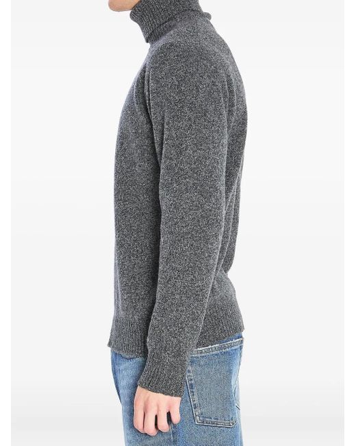 Roberto Collina Gray Turtleneck Ribbed Sweater for men