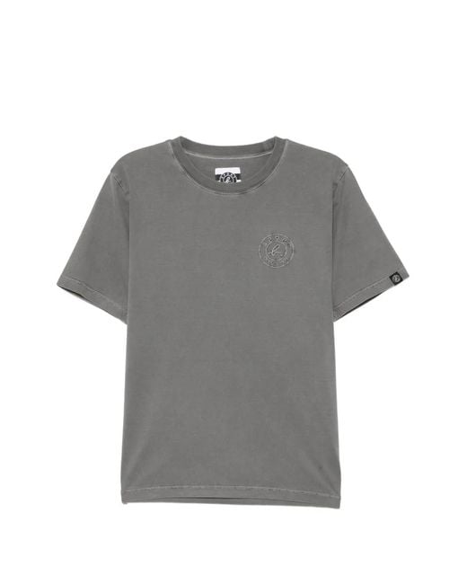 SPORT b. by agnès b. Gray Logo-Embroidered Cotton T-Shirt for men