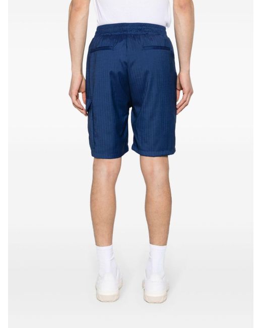 FAMILY FIRST Blue Herringbone-pattern Cargo Shorts for men