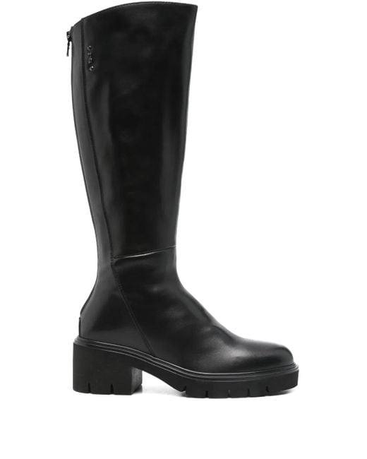 Nero Giardini Black 50Mm Zip-Detail Block-Heel Boots
