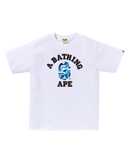 A Bathing Ape White Abc Camo College Cotton T-shirt for men
