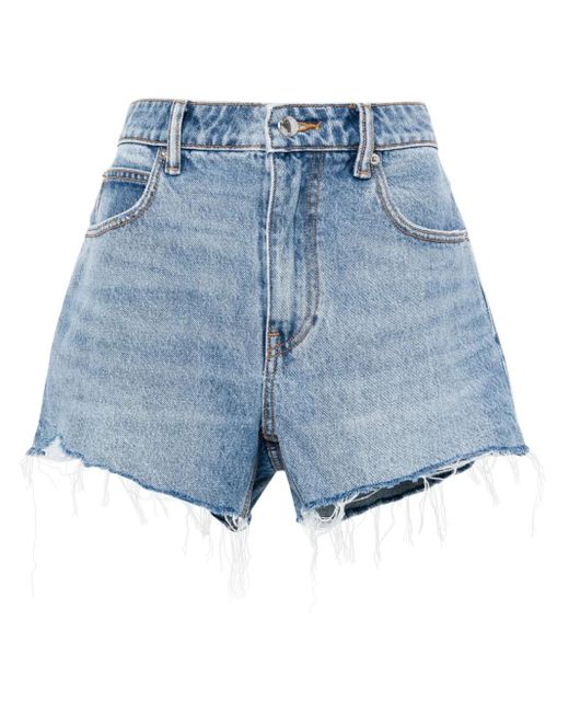 Shorts Bite Denim Con Stampa di Alexander Wang in Blue