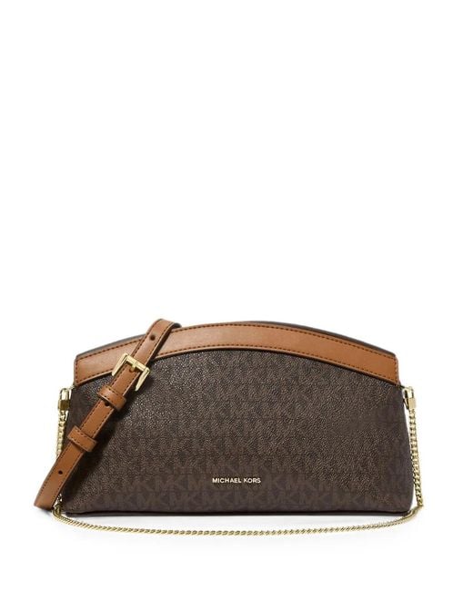 MICHAEL Michael Kors Brown Athena Small Signature Logo Convertible Clutch