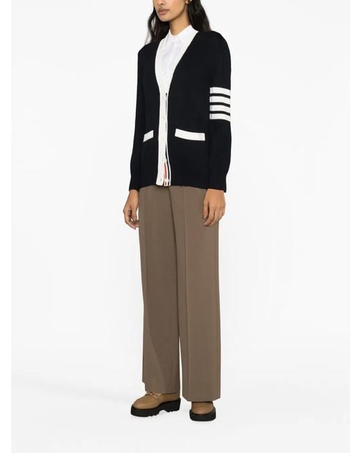 Thom Browne Black 4bar Cotton Cardigan