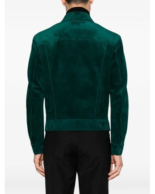Tom Ford Green Veste En Daim for men