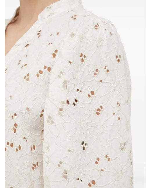Bruuns Bazaar White Eyelet-Embroidered Puff-Sleeve Top