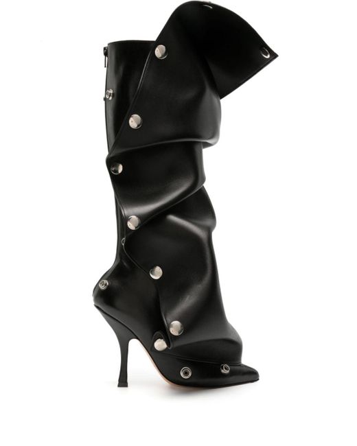 Y. Project Black 110mm Press-stud Leather Knee Boots
