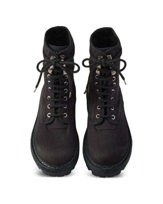 Prada Black Canvas Ankle Boots