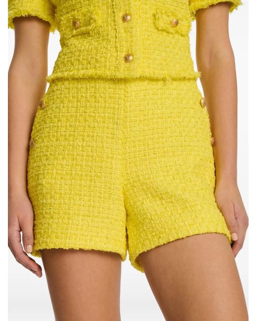 WEILL PARIS Yellow Tweed Buttoned Shorts