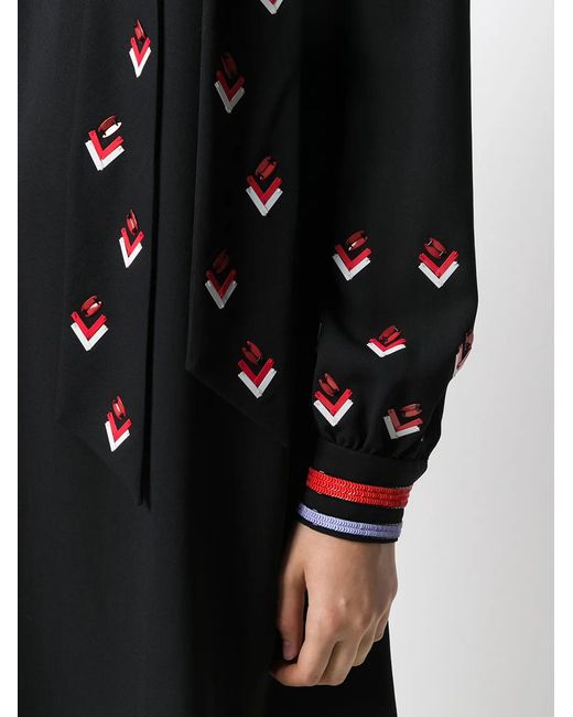 Valentino Garavani Black Sequin-Detail Long-Sleeve Dress
