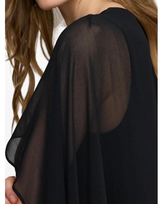 Ralph Lauren Black Cape-Overlay Maxi Gown