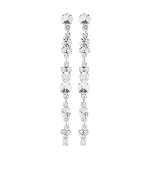 Forte_forte White Crystal-Embellished Drop Earrings