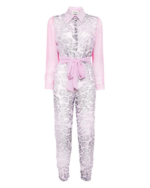 Tessitura Body Couture Pink Leopard Jumpsuit
