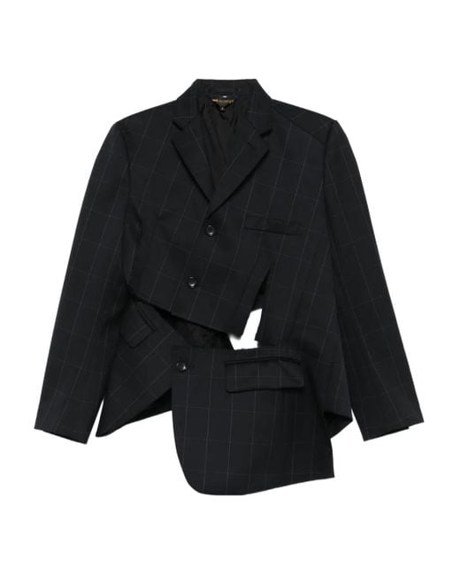 Comme des Garçons Black Checked Asymmetrical Jacket