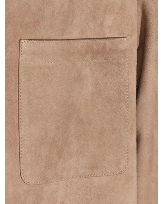 Canali Brown Suede Chest-Pocket Jacket for men