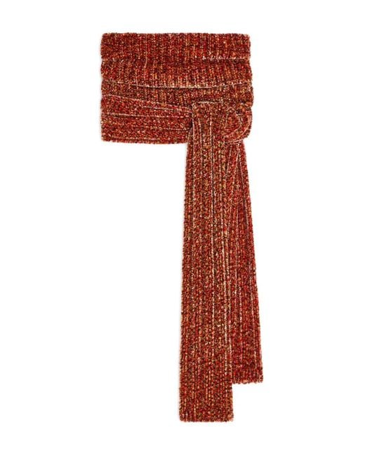 Dries Van Noten Red Ribbed Hood Scarf