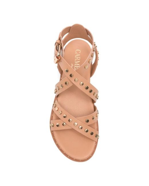 Carmela Pink Stud-Embellished Leather Sandals