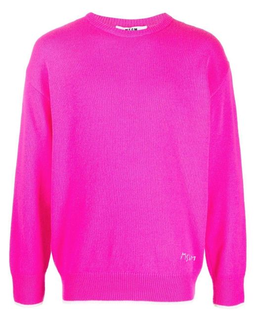 MSGM Fein gestrickter Pullover in Pink für Herren