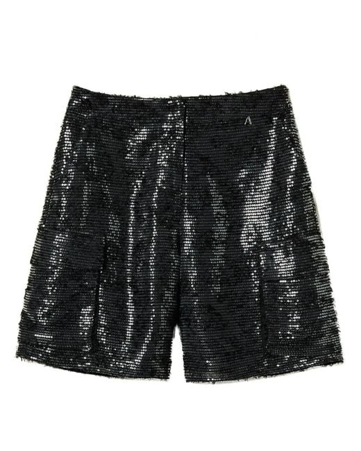 Twinset Black Sequin-Embellished Shorts