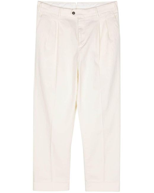 PT Torino White Pleat-detail Trousers for men