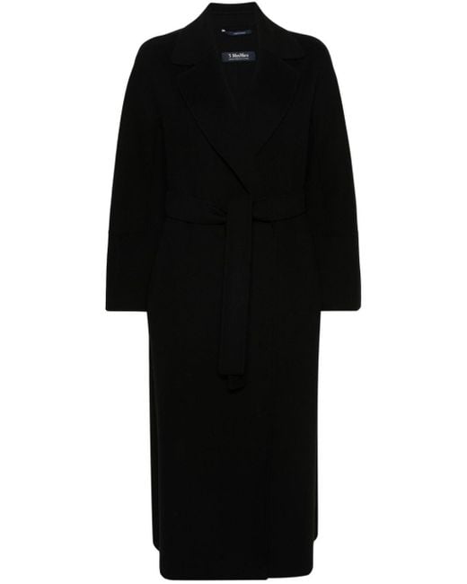 Max Mara Black Belted Wool Trench Coat