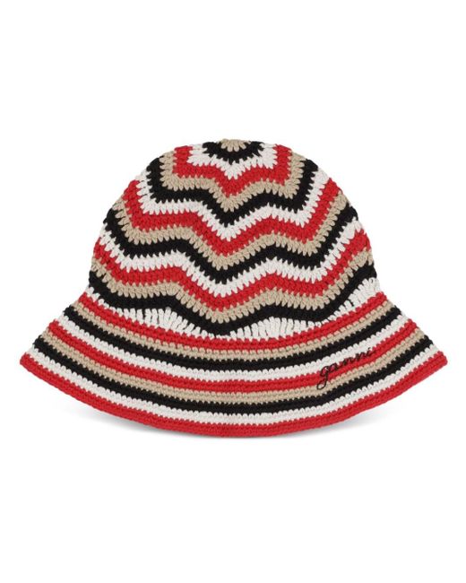 Sombrero de pescador de ganchillo Ganni de color Red