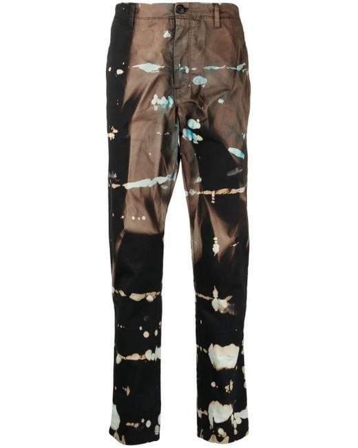 Stain Shade Black Tie-Dye Straight-Leg Trousers for men