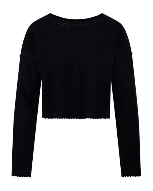 Max Mara Black Scalloped-Edge Crop Top