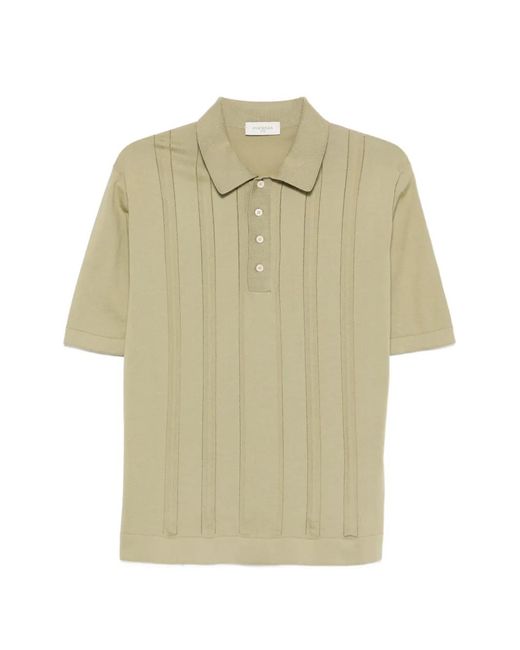 Piacenza 1733 White Ribbed Panelled Polo Shirt for men