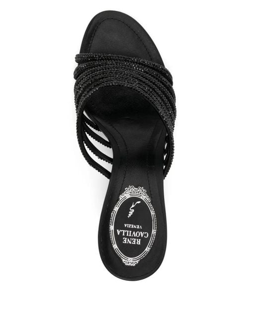 Rene Caovilla Black Crystal-Embellished Sandals