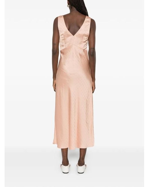 Sandro White Lace-Trim Rhinestone-Embellished Midi Dress