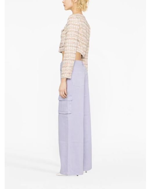 Self-Portrait Purple Wide-Leg Cargo Jeans