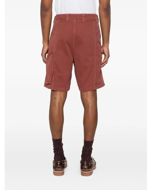 Stone Island Red L100014 Organic Panama Cotton 'Old' Effect Shorts for men