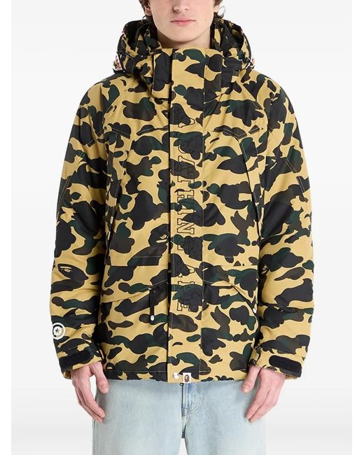 A Bathing Ape Yellow Camo Shark Snowboard Jacket for men