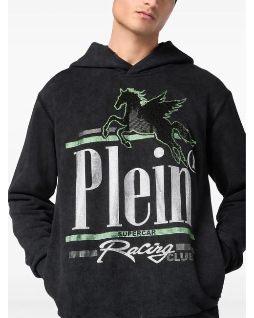 Philipp Plein Black Racing Club Hoodie for men