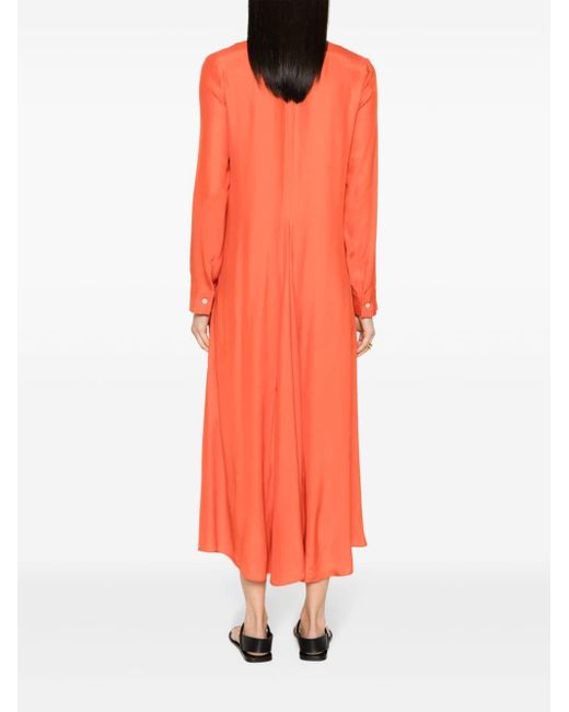 Simonetta Ravizza Orange Long-sleeved Silk Dress