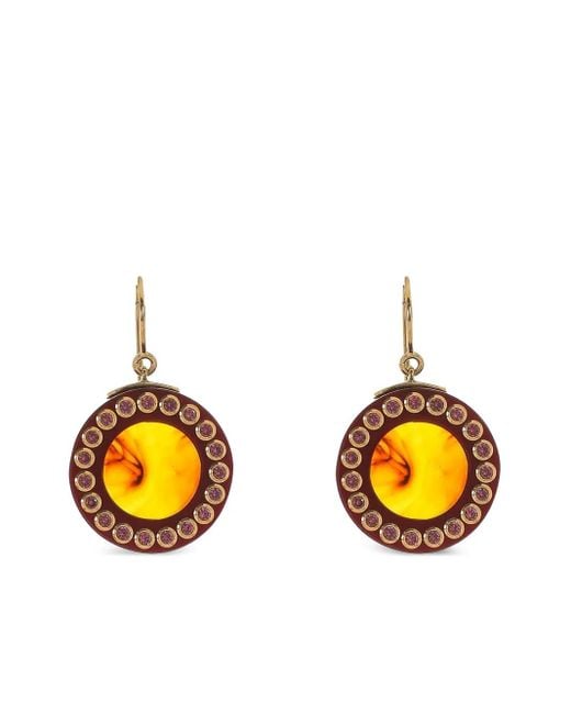 Mark Davis Yellow 18K Garnet Bakelite Earrings