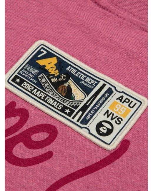 Aape By A Bathing Ape Pink Applique-Patch T-Shirt for men