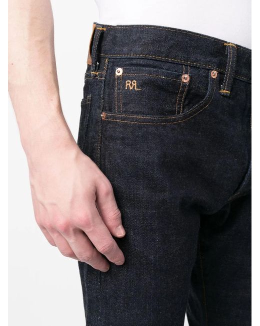 RRL Blue Slim-Cut Five-Pocket Jeans for men