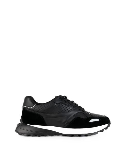 SERGIO MORETTI FIRENZE Black Panelled Lace-Up Sneakers for men